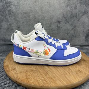 Nike Shoes Girls Size 5Y White Blue Floral Swoosh Low Top Sneakers IQ0878-100